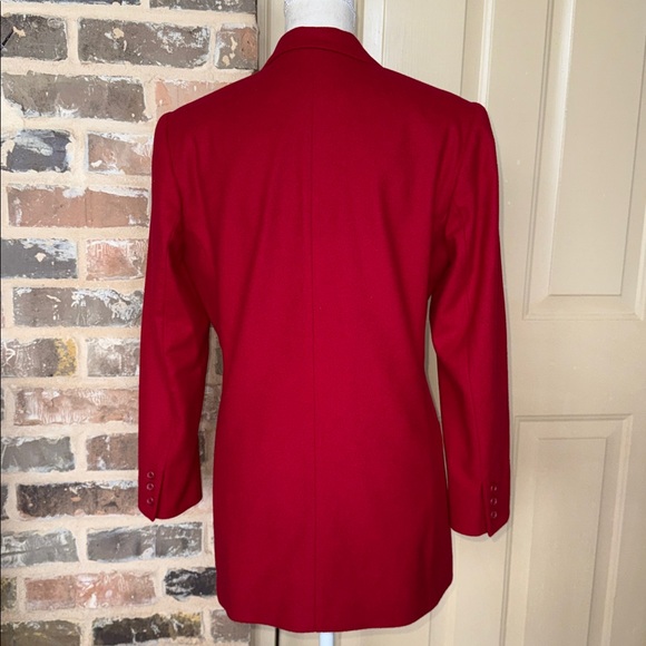 Lands End Classic Red Wool & Cashmere Blend Blazer Vintage Single Button Sz 8 - Picture 9 of 10